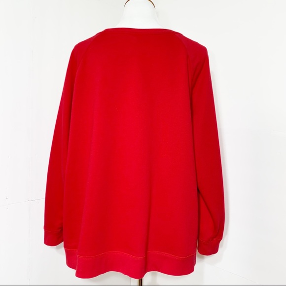SOLD-Michael Kors Bling Studded Embellished Logo Red Pullover Sweatshirt - Picture 3 of 8